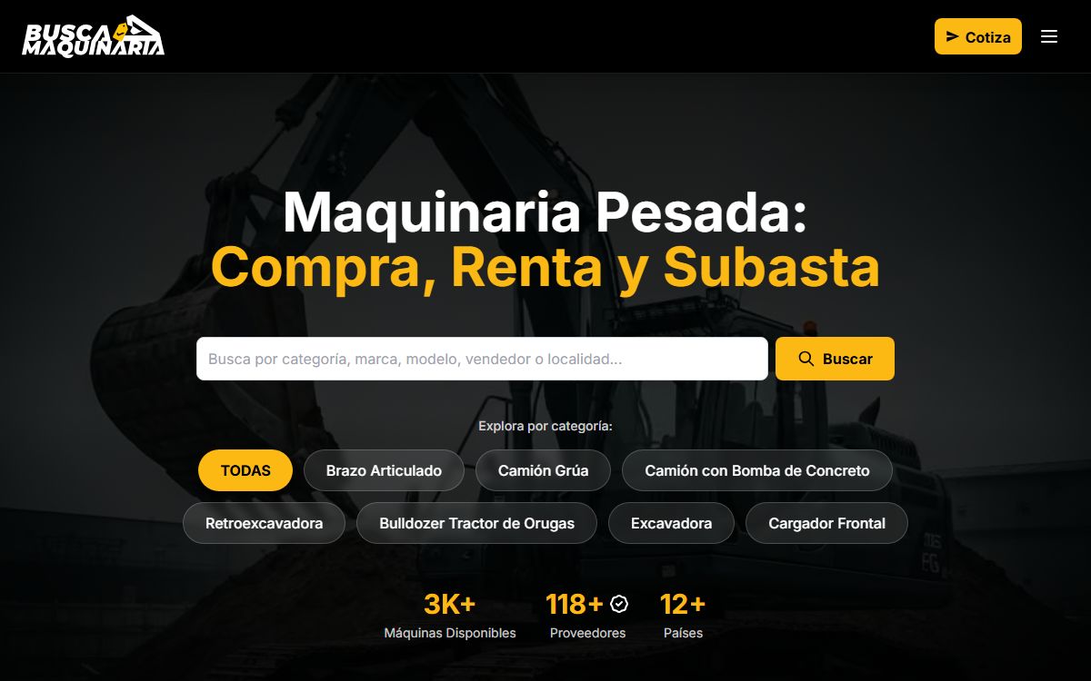 Página de inicio de BuscaMaquinaria
