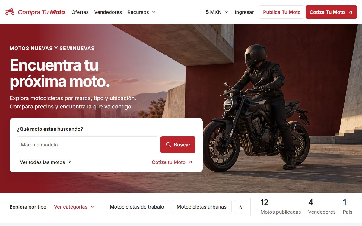 Página de inicio de Compra Tu Moto