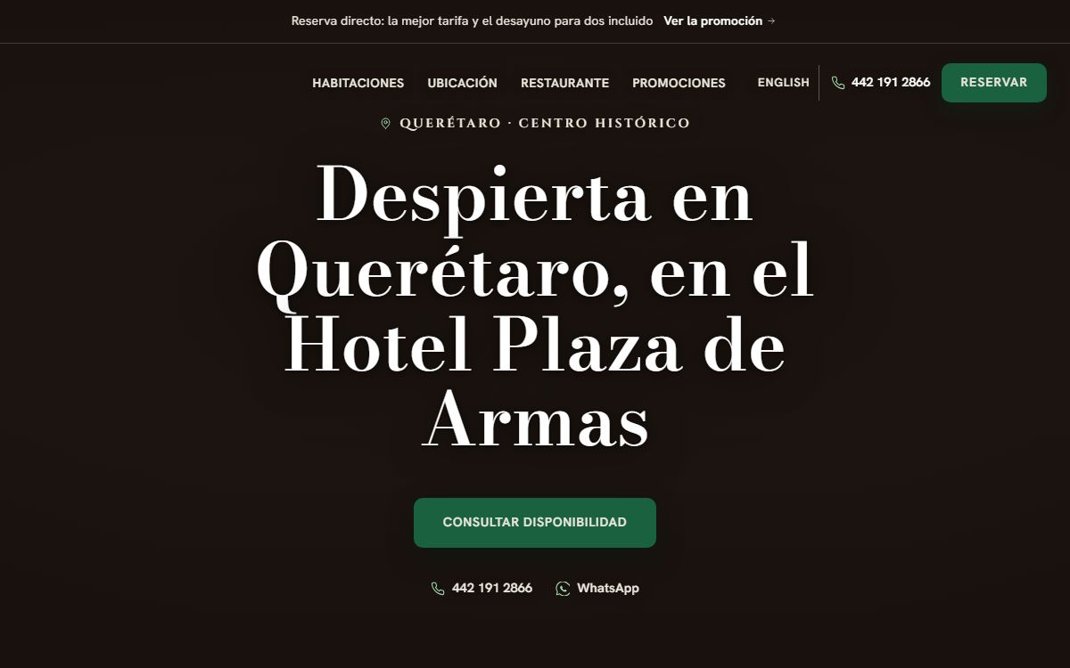 Página de inicio de Hotel Plaza de Armas